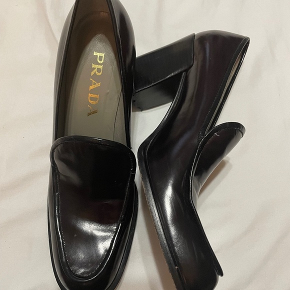 Black Prada Heeled Loafers - Picture 1 of 6